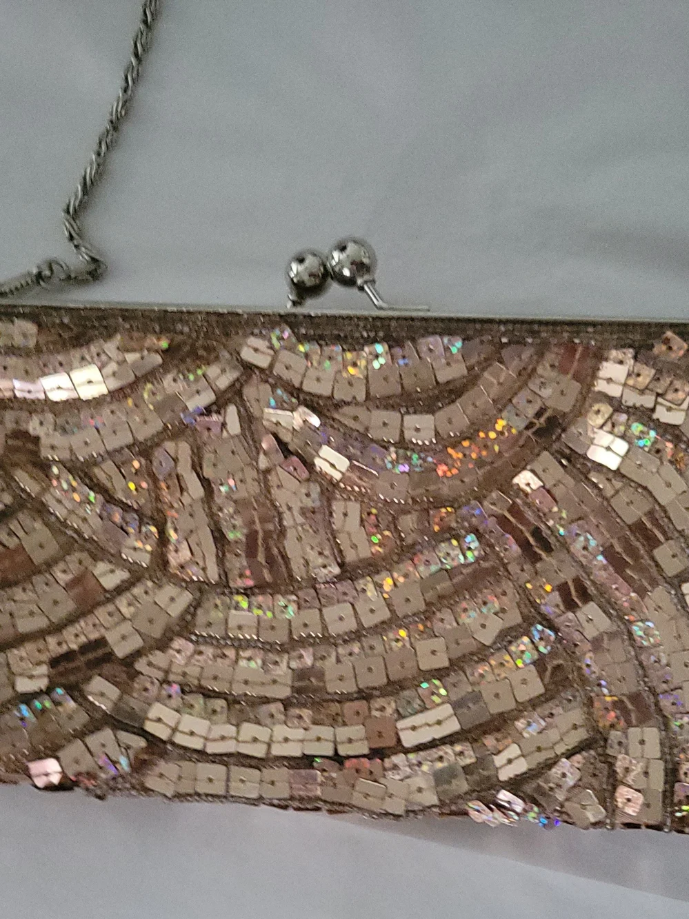 Sequin Evening Clutch with Chain Strap